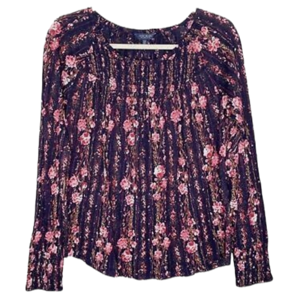 Lucky Brand Floral Long Sleeve Top - Pink and Purple